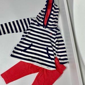 Carter’s 6mo girl outfit. legging and sweater with hoodie used 1 time as new.